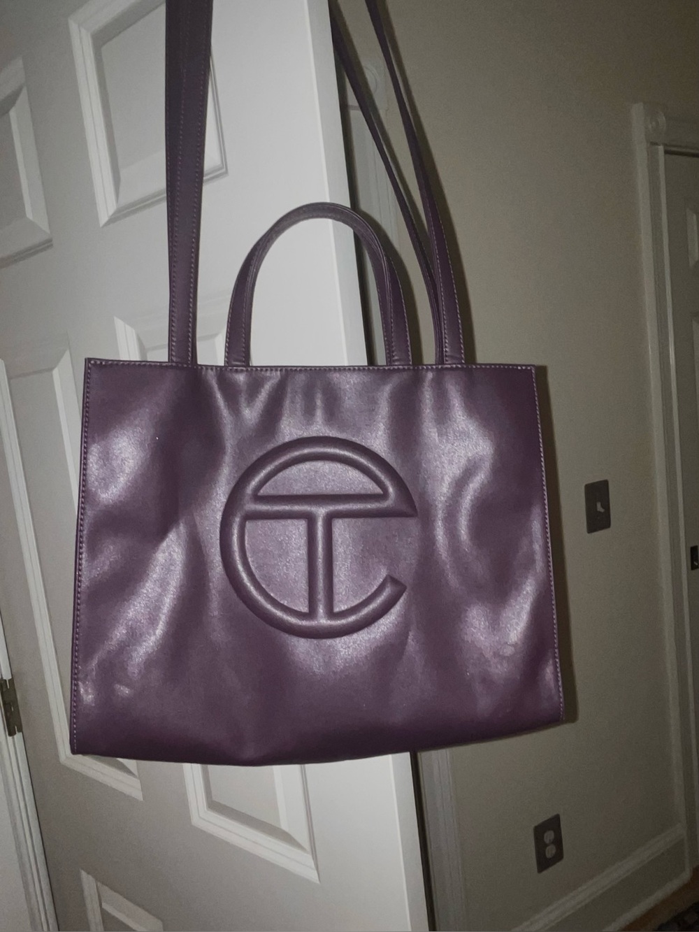 Telfar Authentic Embossed Medium Shopping Bag, Rare Eggplant Color!